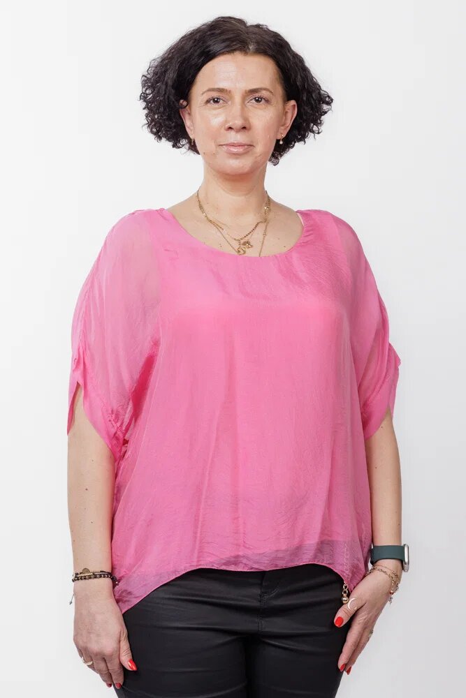 Shopika Bluza fucsia din matase si vascoza