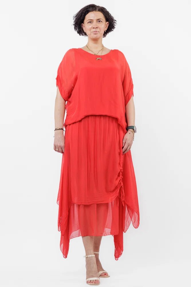 Shopika Bluza rosie din matase si vascoza