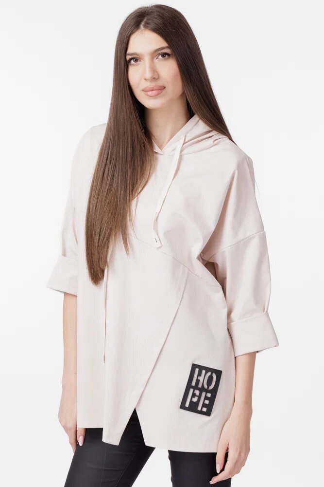 Shopika Bluza tunica dreapta Hope cu gluga bej