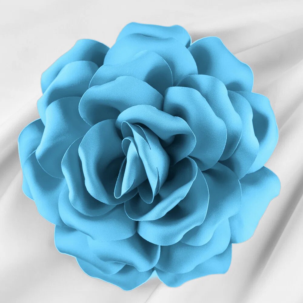 Shopika Brosa floare albastru intens cu diametru de 15 cm cu clips pentru par