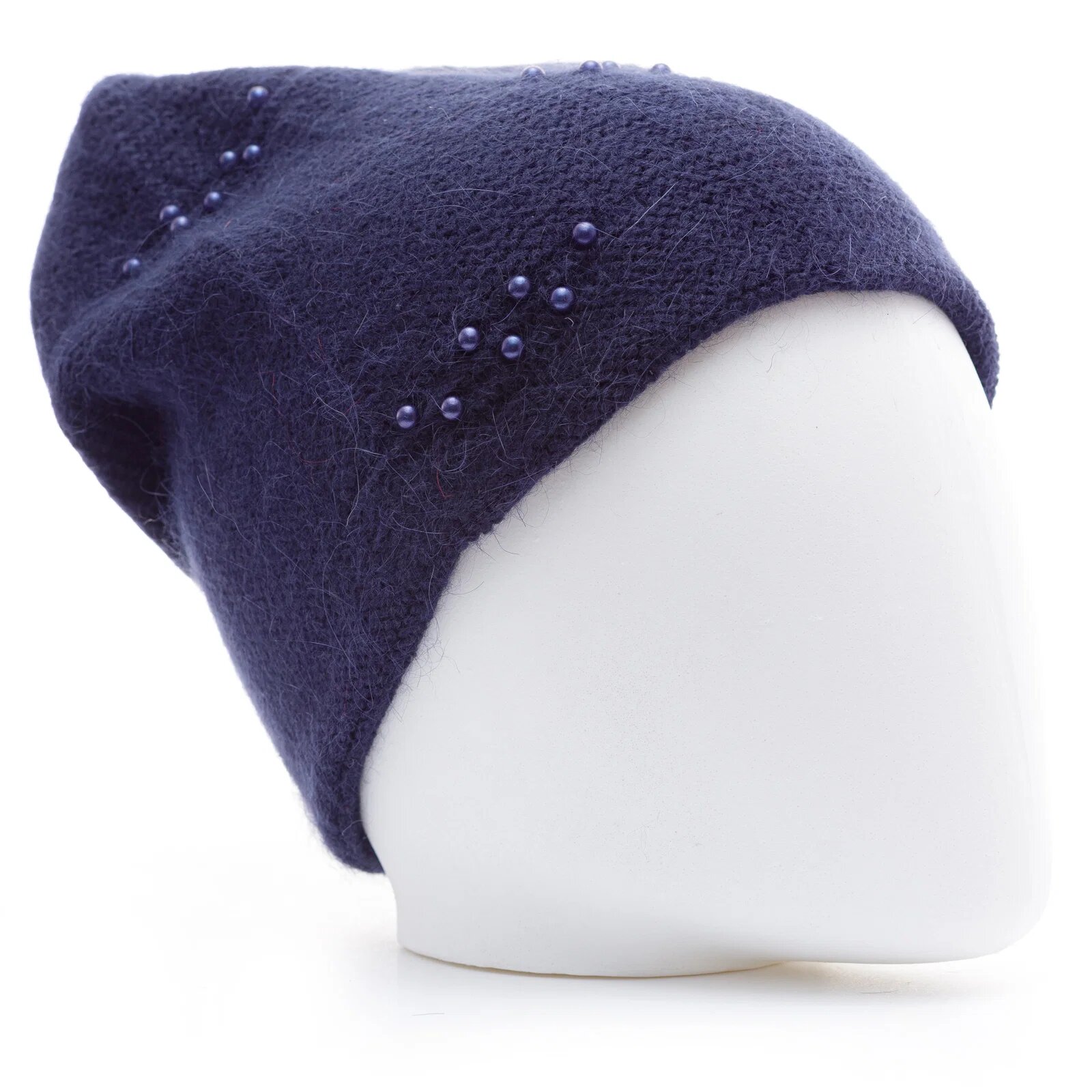 Shopika Caciula bleumarin model tricotat cu perle fine aplicate dublata in interior