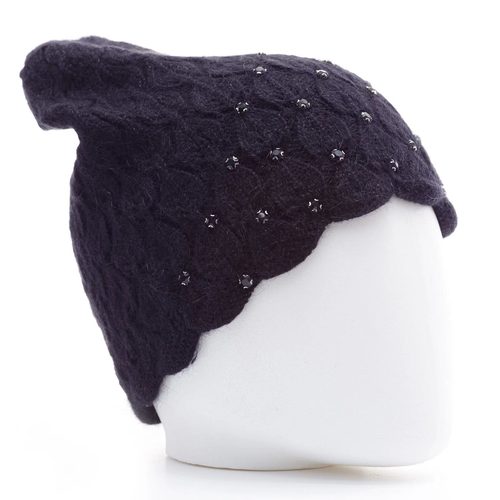 Shopika Caciula neagra model tricotat cu fir de lurex si strasuri aplicate captusita in interior