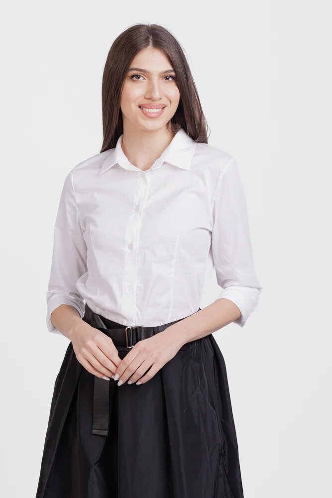 Shopika Camasa alba cambrata cu guler clasic
