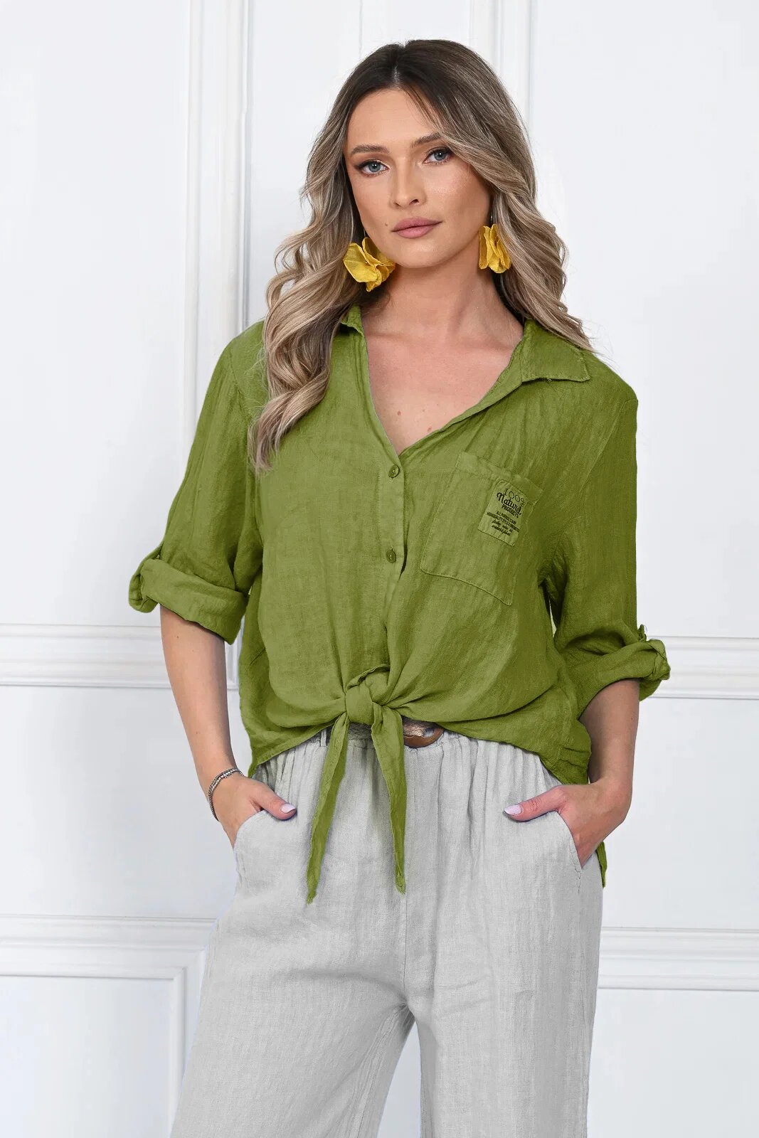Shopika Camasa masura mare din in cu nod in fata verde oliv