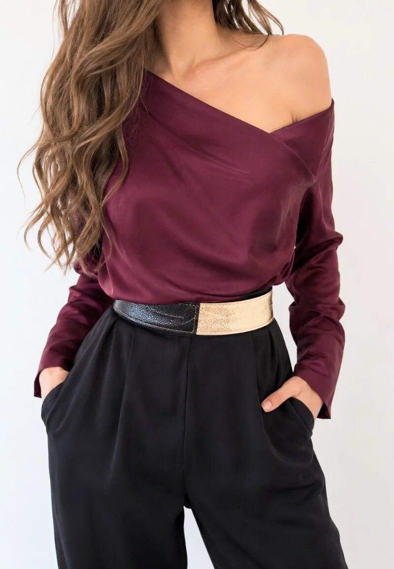 Shopika Centura handmade din piele naturala aurie si neagra de efect