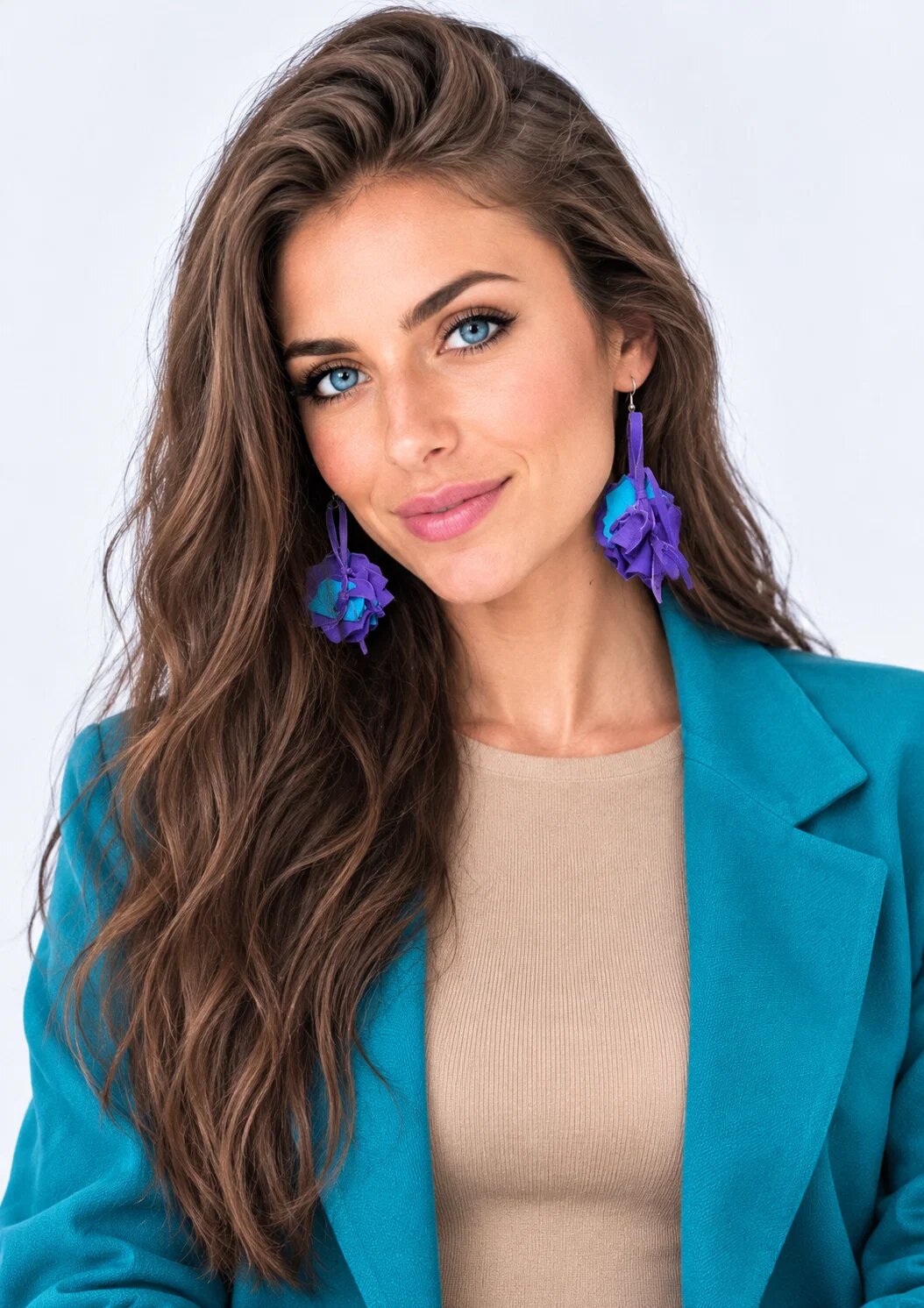Shopika Cercei asimetrici multicolori handmade modelati din piele naturala