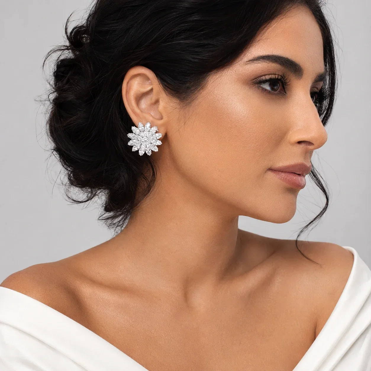 Shopika Cercei florali cu cubic zirconia pentru mireasa nunta si evenimente