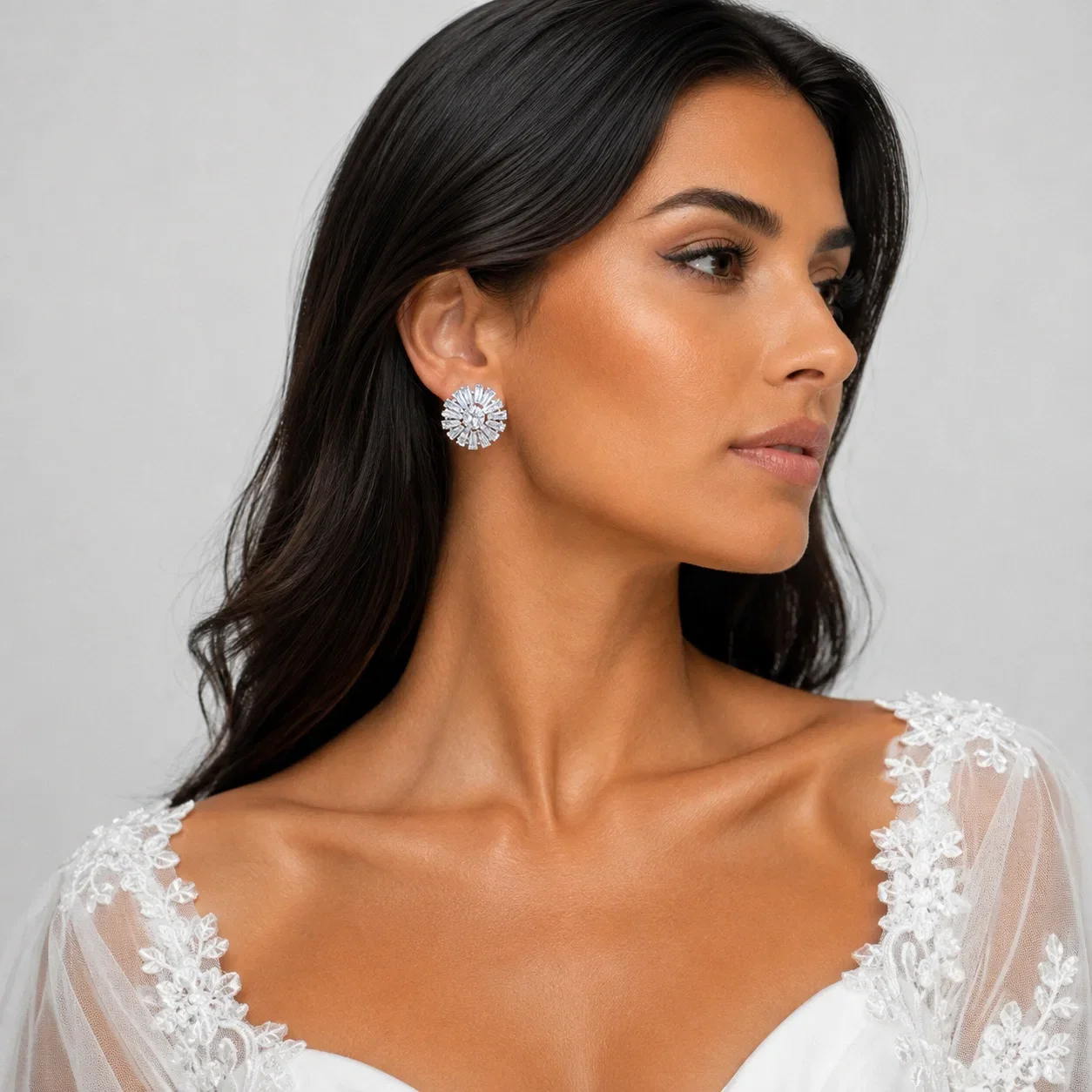 Shopika Cercei rotunzi cu cubic zirconia pentru mireasa nunta si evenimente