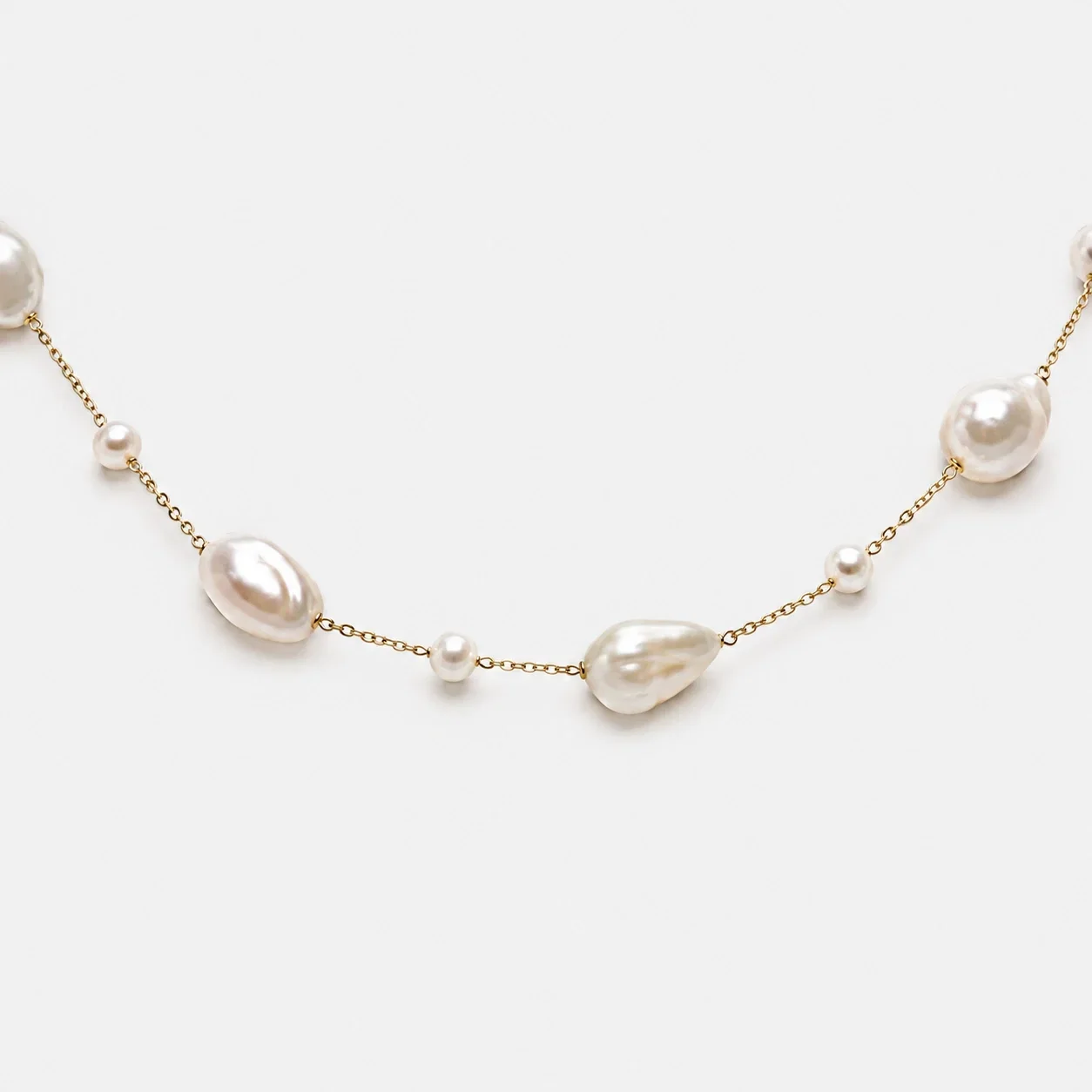 Shopika Colier dama elegant cu perle Mallorca si perle Baroque cu inchidere reglabila
