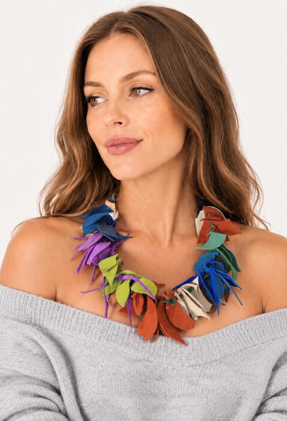 Shopika Colier handmade unicat din piele naturalamix culori