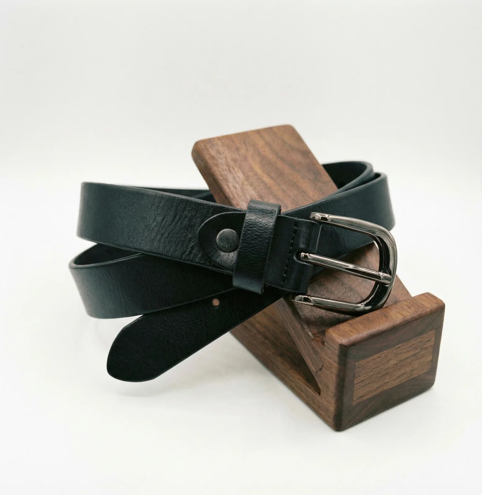 Shopika Curea dama din piele naturala neagra cu catarama metalica