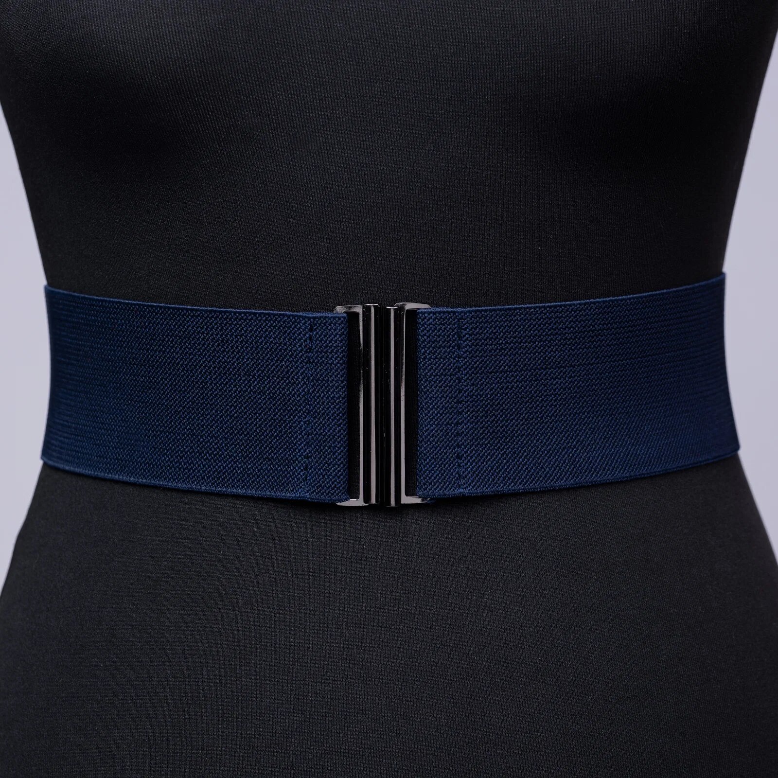 Shopika Curea lata bleumarin din material elastic- 6 cm