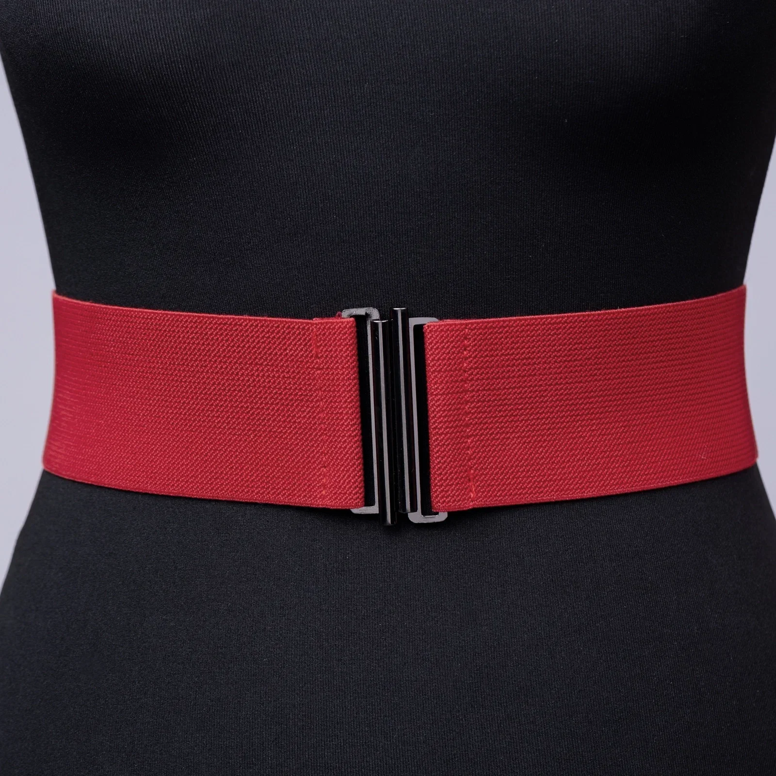 Shopika Curea lata bordo din material elastic - 6 cm