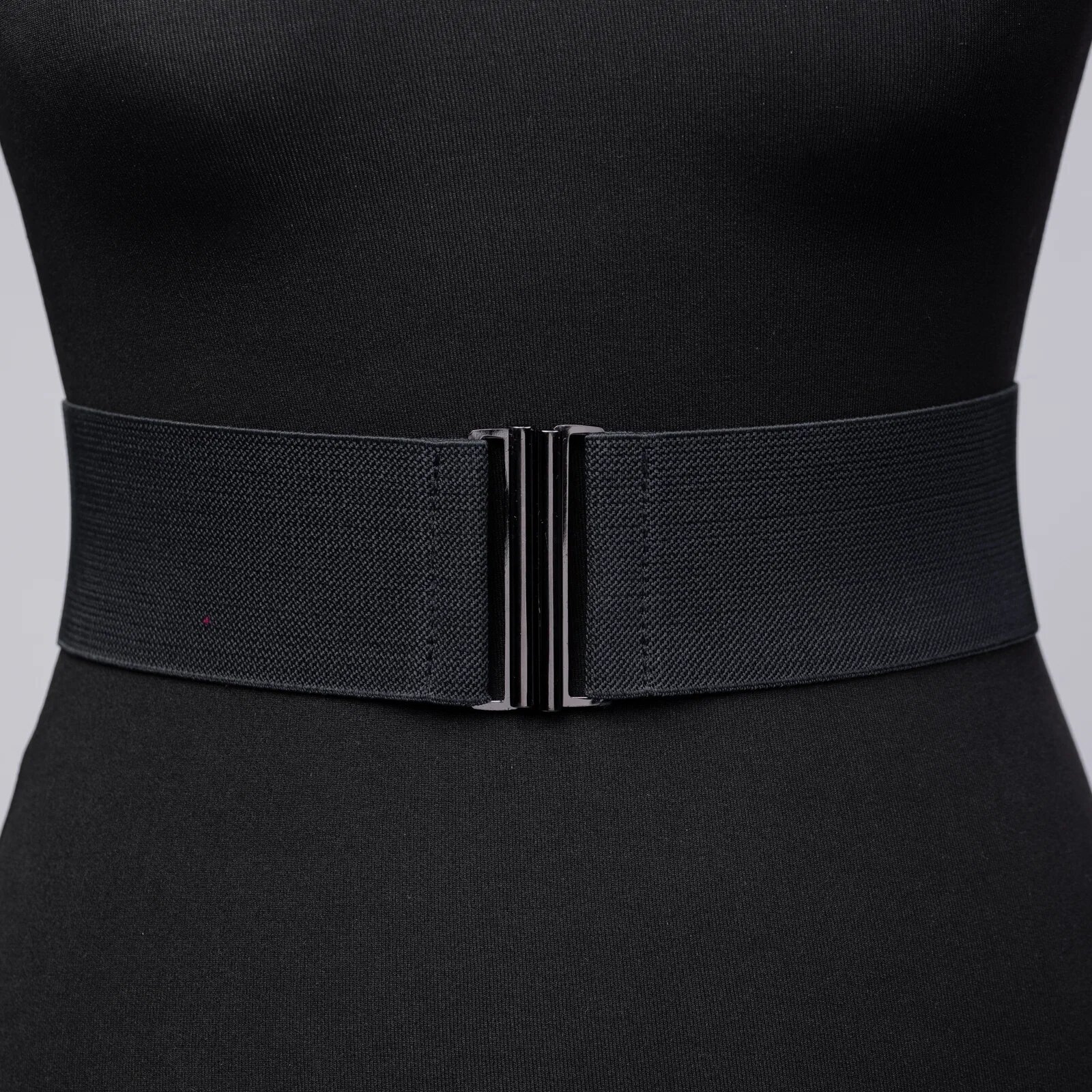 Shopika Curea lata neagra din material elastic - 6 cm