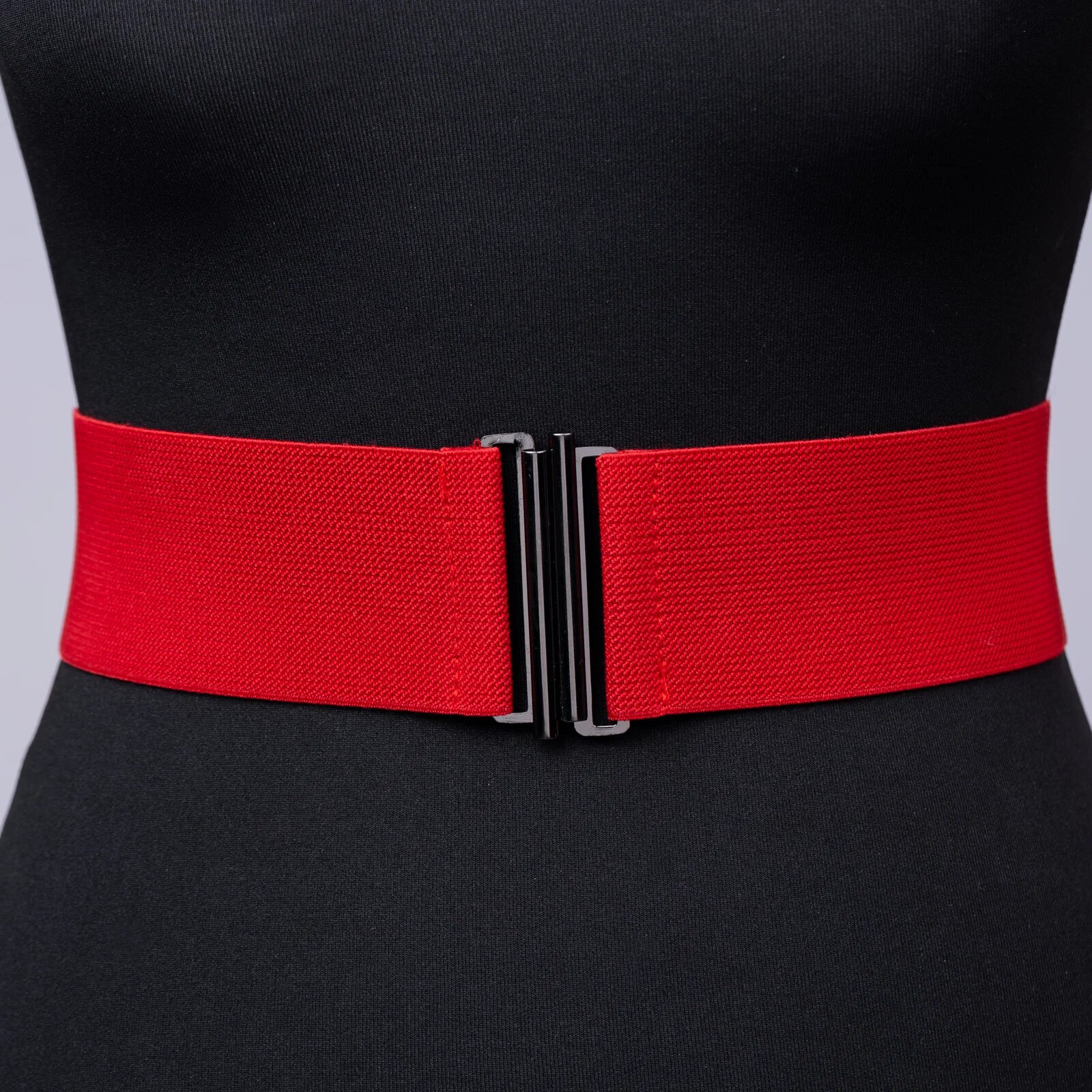 Shopika Curea lata rosie din material elastic - 6 cm