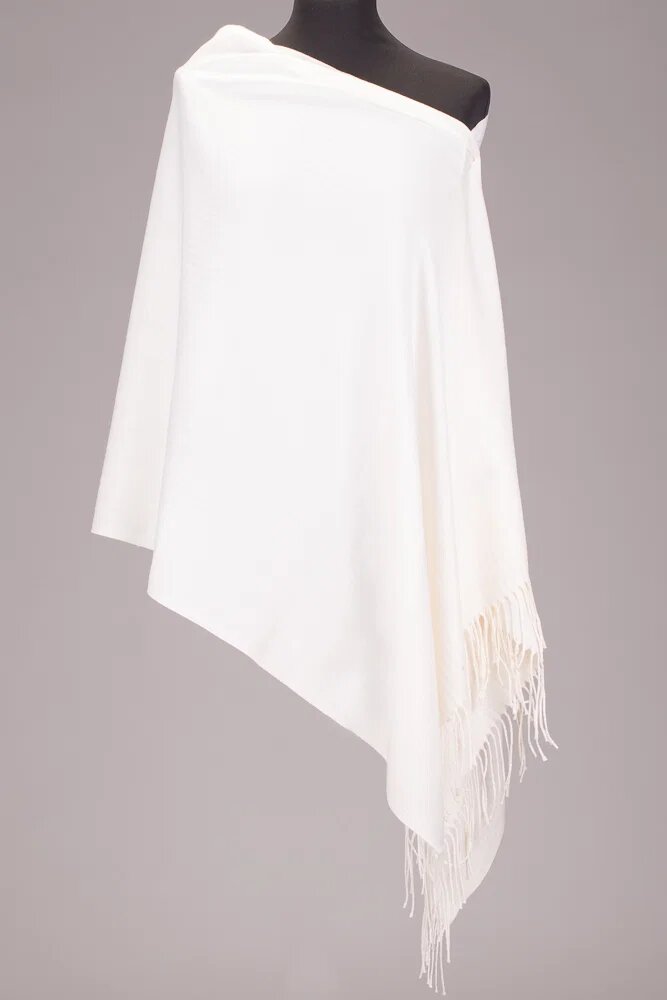 Shopika Esarfa alba din cashmere subtire dreptunghiulara