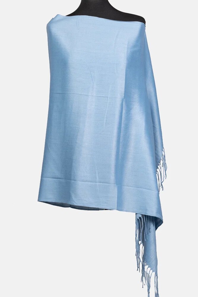 Shopika Esarfa albastru deschis din cashmere subtire dreptunghiulara