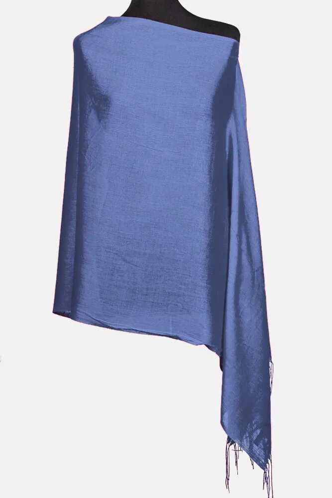 Shopika Esarfa albastru jeans din cashmere subtire dreptunghiulara