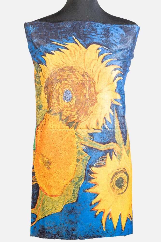Shopika Esarfa cashmere cu doua fete imprimata cu o stilizare dupa Floarea Soarelui de Van Gogh