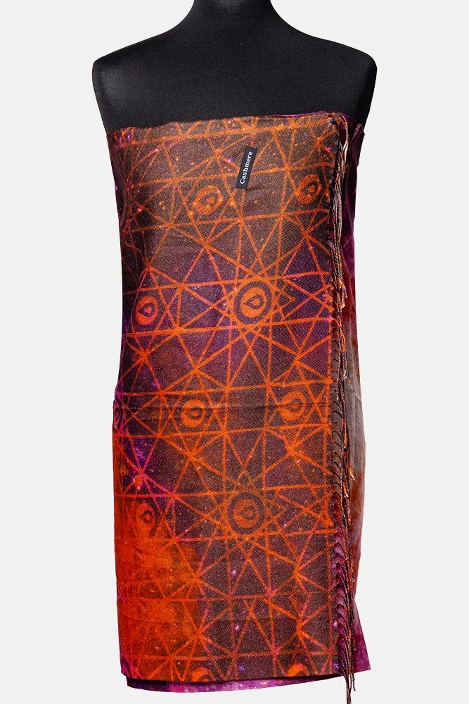 Shopika Esarfa cashmere cu fir din lurex nuante de corai Galaxy