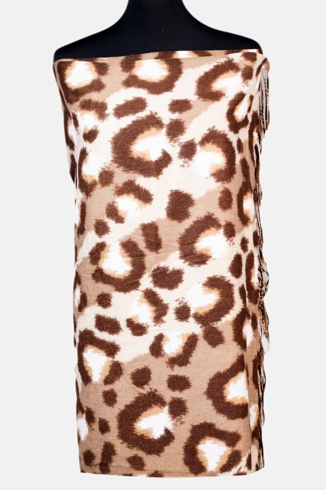 Shopika Esarfa cashmere model animal print cu nuante de maron si bej
