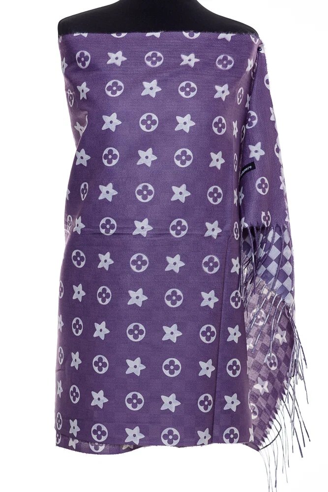 Shopika Esarfa casmir dubla fata cu model gen Louis Vuitton mov
