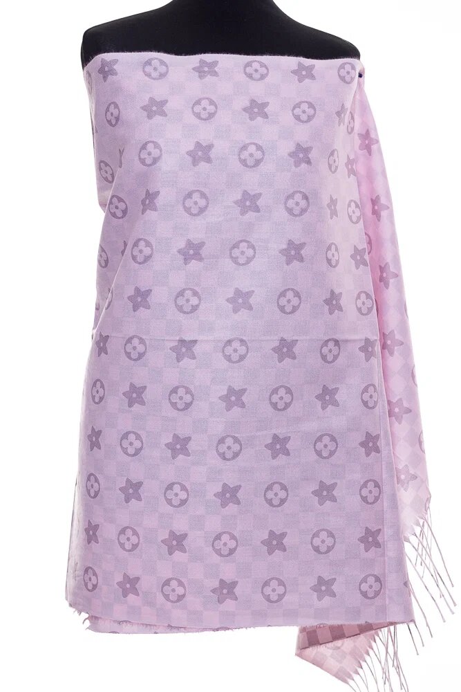 Shopika Esarfa casmir dubla fata cu model gen Louis Vuitton roz deschis