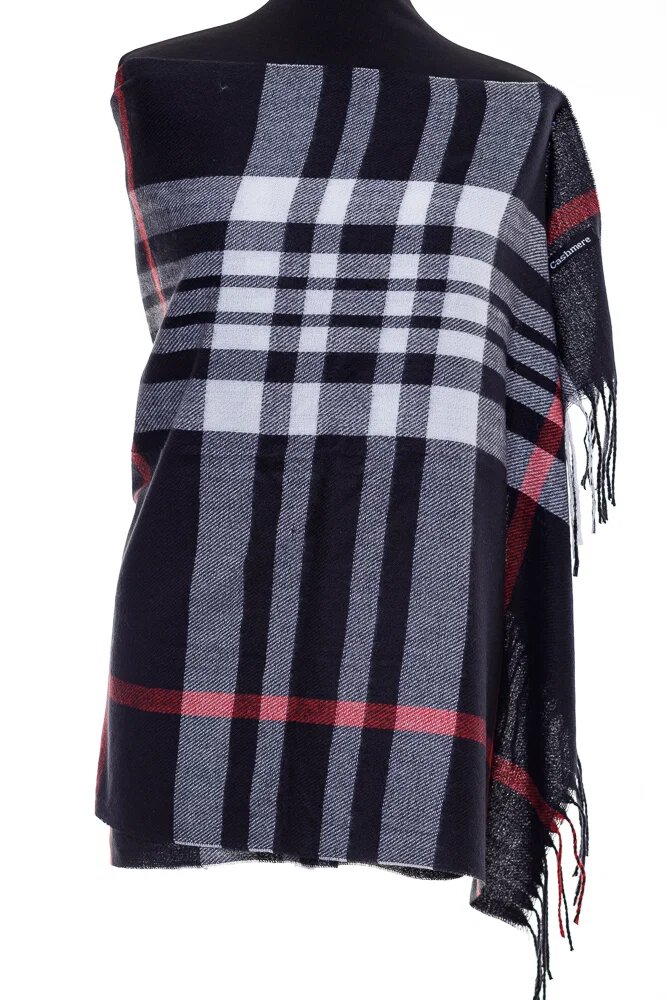Shopika Esarfa casmir unisex cu carouri pe fond negru