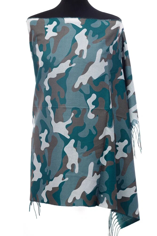 Shopika Esarfa casmir unisex cu imprimeu army pe fond verde