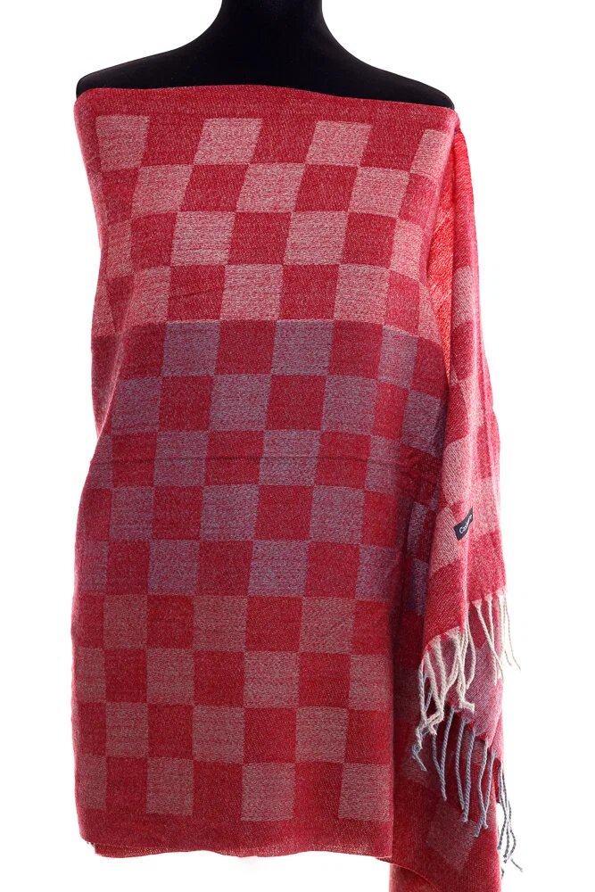 Shopika Esarfa casmir unisex cu imprimeu geometric pe fond bordo