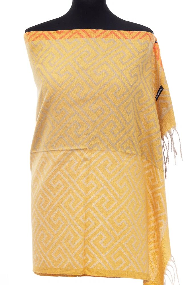 Shopika Esarfa casmir unisex cu imprimeu geometric pe fond galben