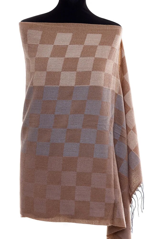 Shopika Esarfa casmir unisex cu imprimeu tabla de sah pe fond bej