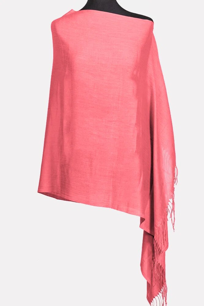Shopika Esarfa corai din cashmere subtire dreptunghiulara