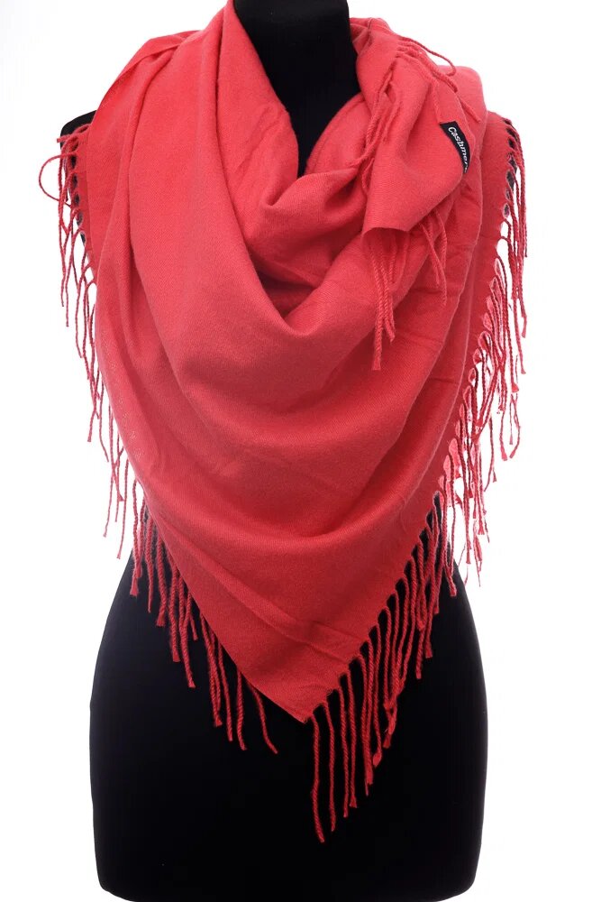Shopika Esarfa corai patrata din material gros tip cashmere