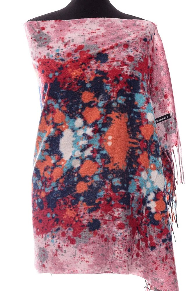 Shopika Esarfa din casmir cu fata dubla dripping bordo pe fond roz