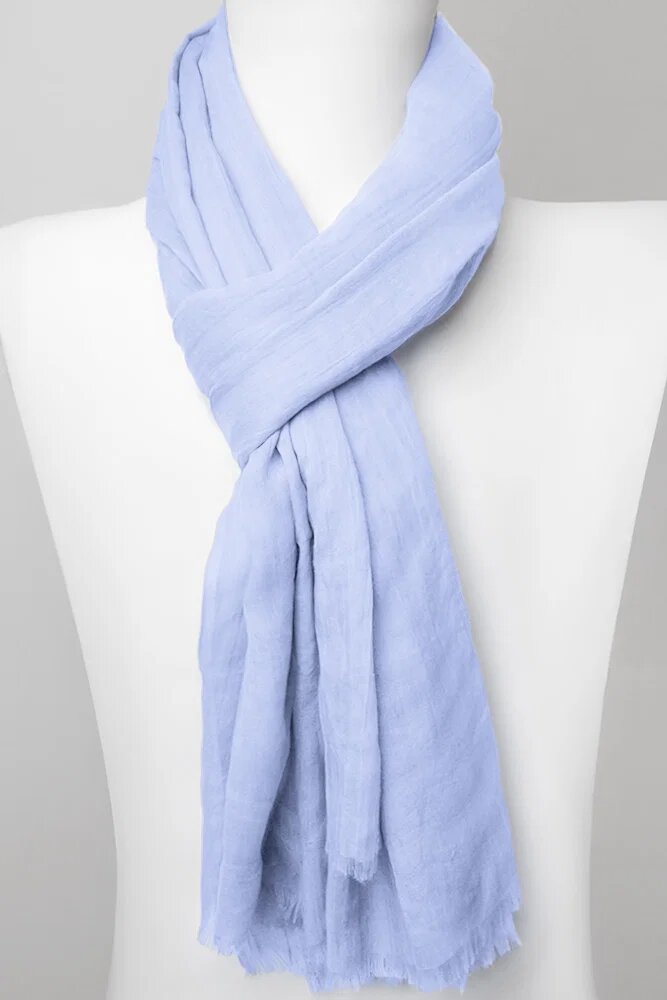 Shopika Esarfa dreptunghiulara din matase si vascoza bleu