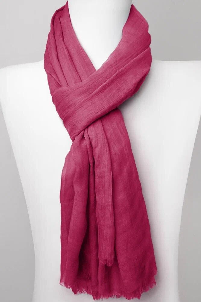 Shopika Esarfa dreptunghiulara din matase si vascoza fucsia inchis