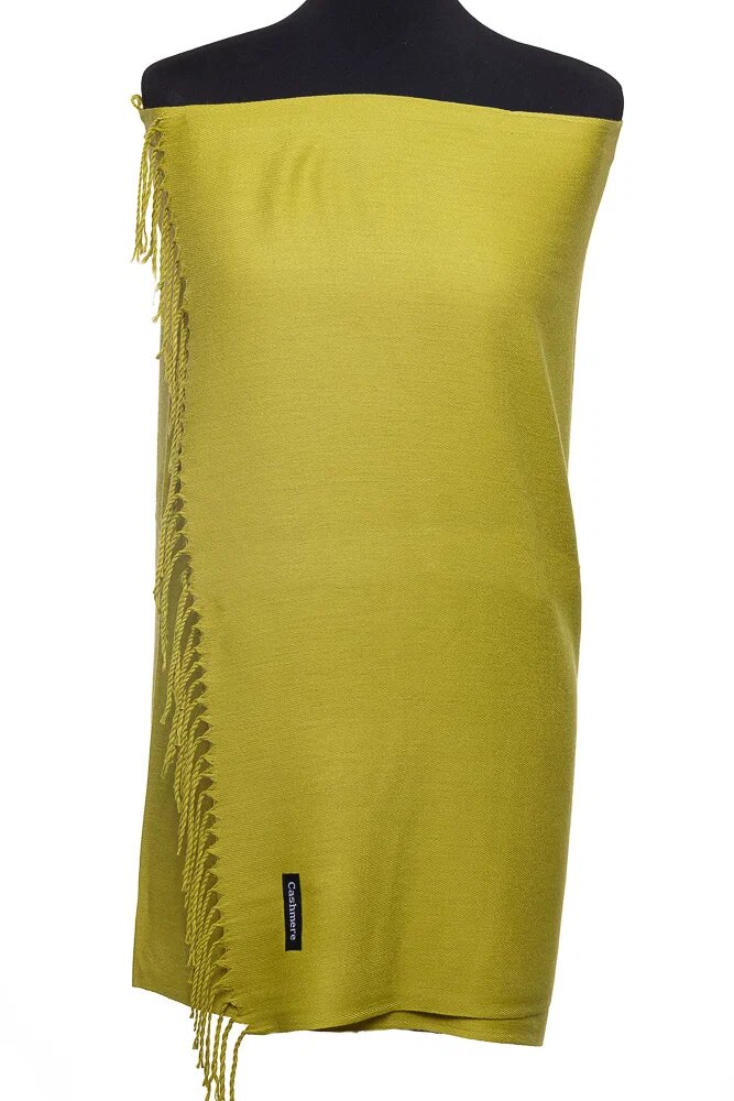 Shopika Esarfa dreptunghiulara verde praz din material tip cashmere