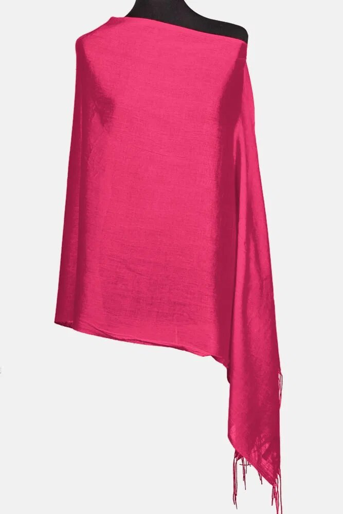 Shopika Esarfa fucsia din cashmere subtire dreptunghiulara