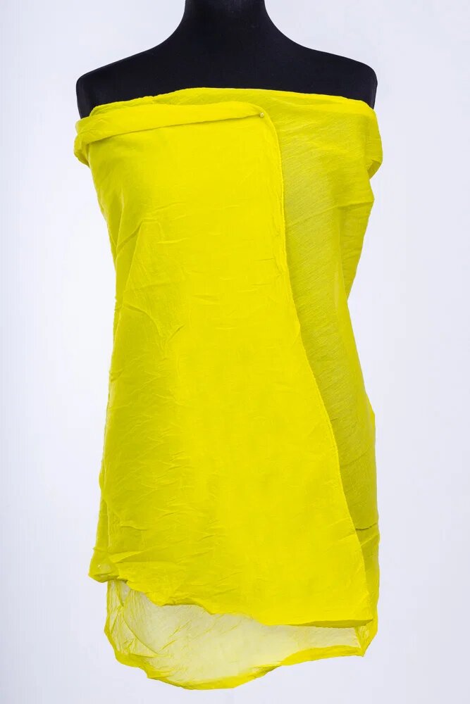 Shopika Esarfa galben neon dreptunghiulara si colturi alungite din bumbac si matase