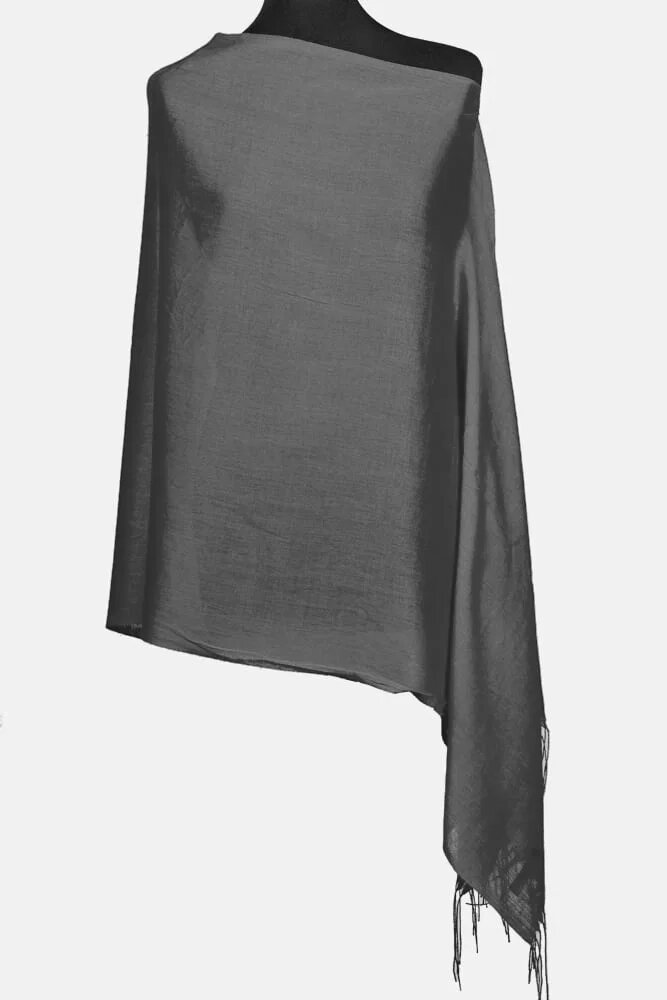 Shopika Esarfa gri din cashmere subtire dreptunghiulara