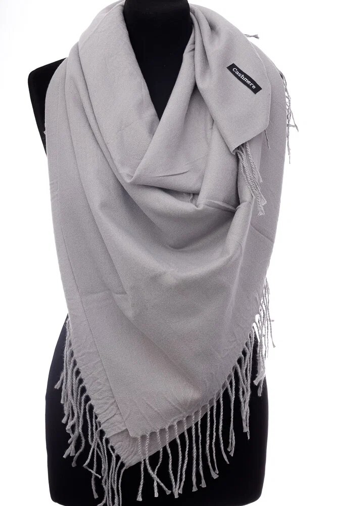 Shopika Esarfa gri patrata din material gros tip cashmere