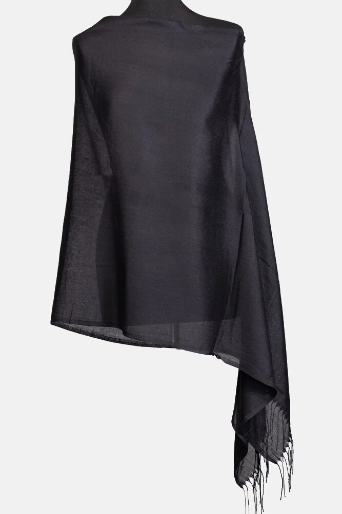 Shopika Esarfa neagra din cashmere subtire dreptunghiulara