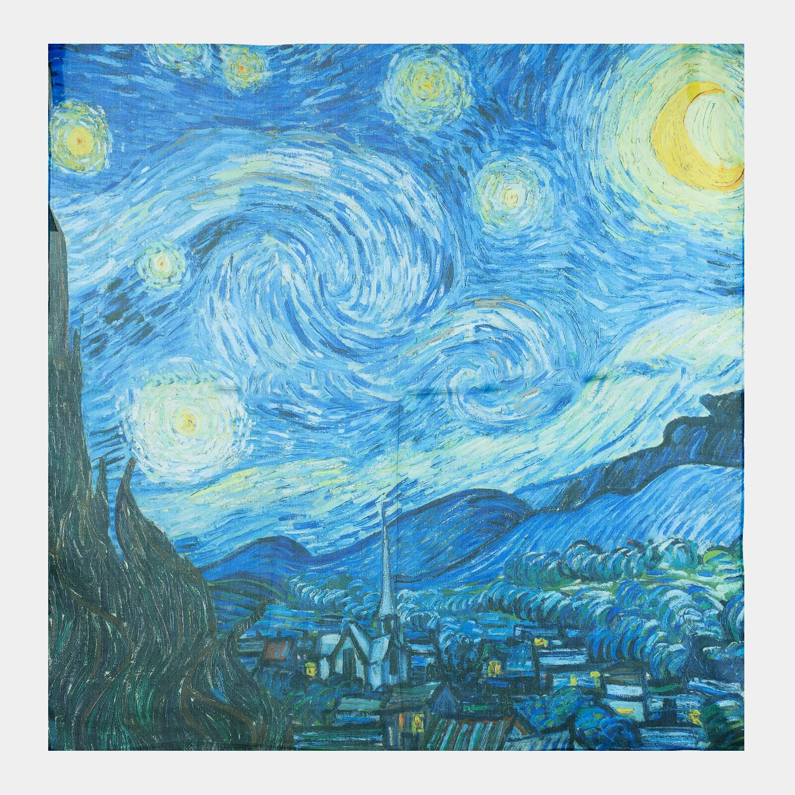Shopika Esarfa patrata cu model inspirat dupa Noaptea Instelata a lui Van Gogh