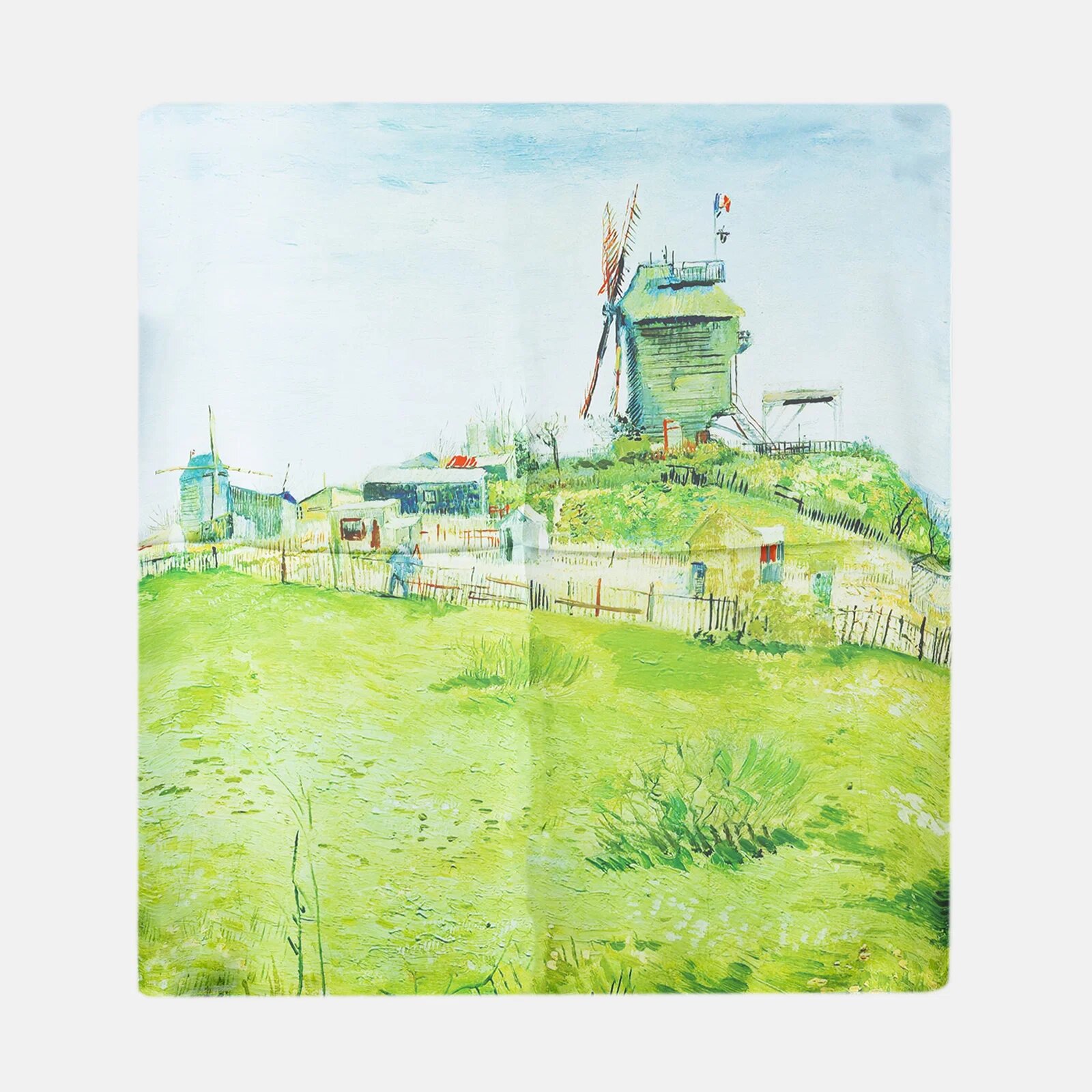 Shopika Esarfa patrata cu o singura fata imprimata cu model inspirat dupa Le Moulin de la Galette de V