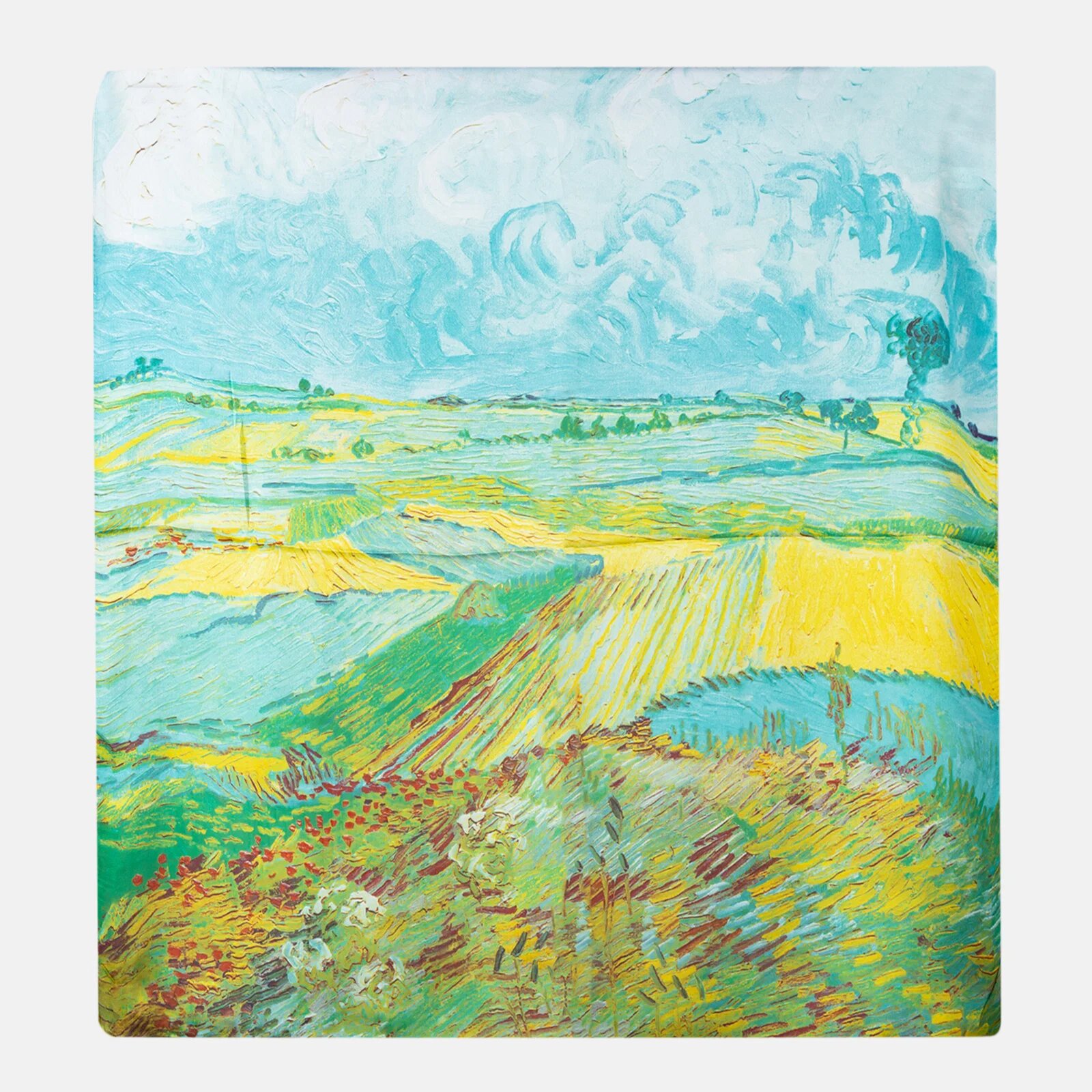 Shopika Esarfa patrata cu o singura fata imprimata cu model inspirat dupa tablou cu lanuri de Van Gogh