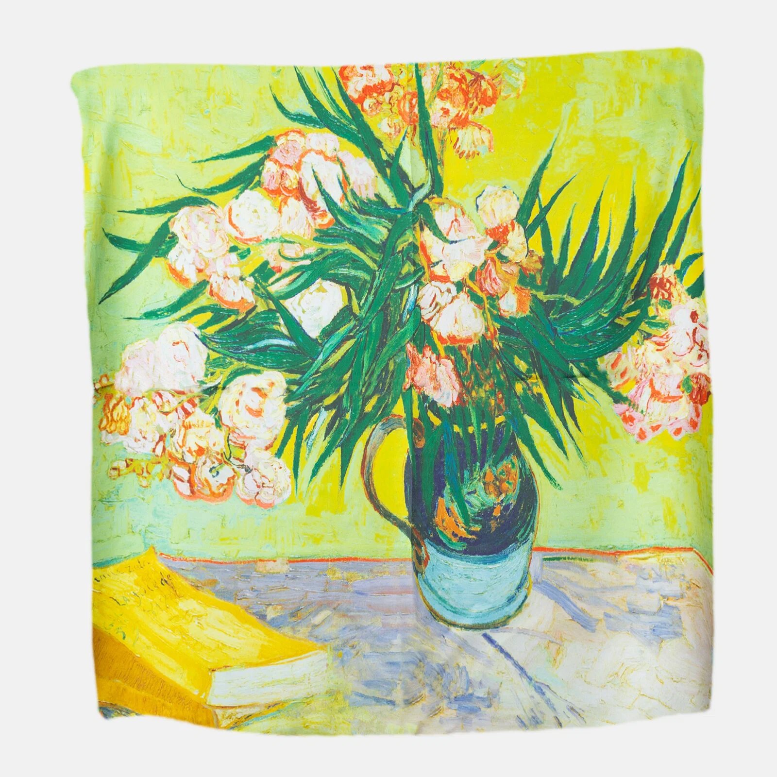 Shopika Esarfa patrata cu o singura fata imprimata cu model inspirat dupa un tablou cu flori de Van Gogh