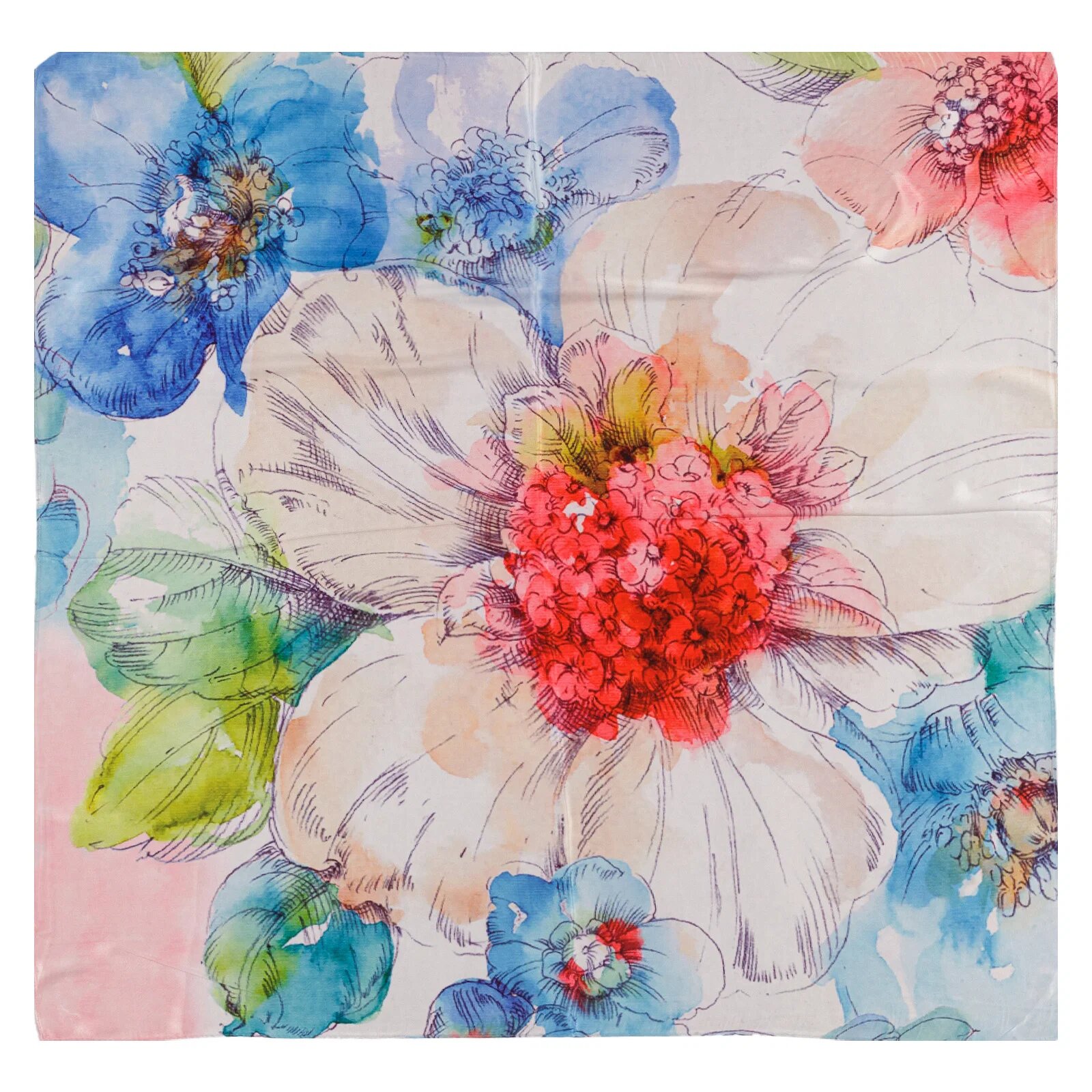 Shopika Esarfa patrata cu o singura fata imprimeu floral pastelat