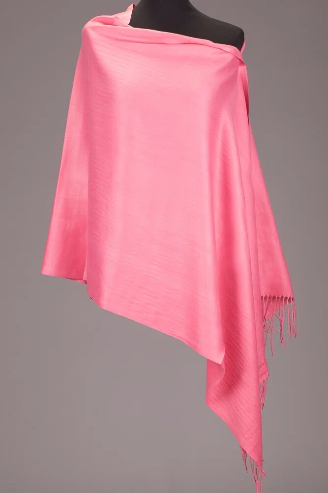 Shopika Esarfa roz din cashmere subtire dreptunghiulara