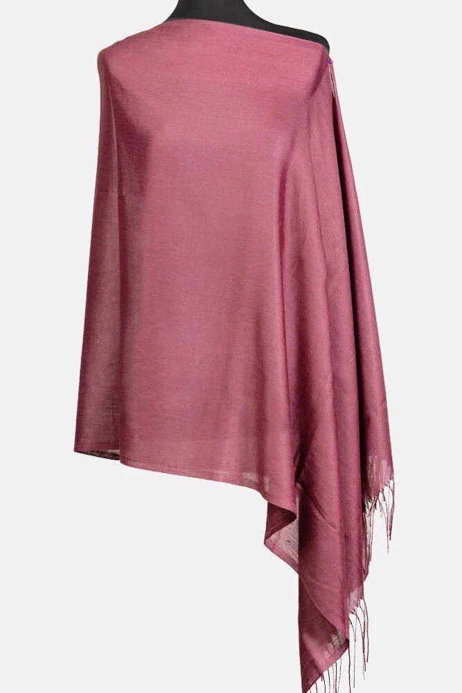 Shopika Esarfa roz inchis din cashmere subtire dreptunghiulara